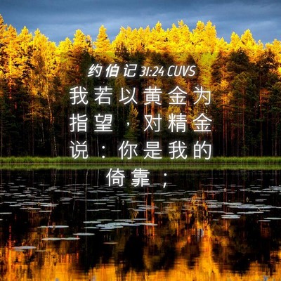 Picture 04 - 约 伯 记 31:24 CUVS - 我 若 以 黄 金 为 指 望 ， 对 精 金 - Bible Verse Picture