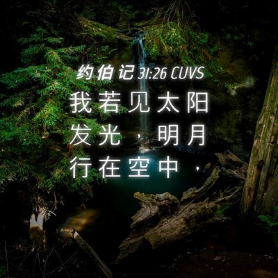 Picture 04 - 约 伯 记 31:26 CUVS - 我 若 见 太 阳 发 光 ， 明 月 行 在 - Bible Verse Picture