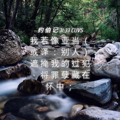 Picture 04 - 约 伯 记 31:33 CUVS - 我 若 像 亚 当 （ 或 译 ： 别 人 ） - Bible Verse Picture