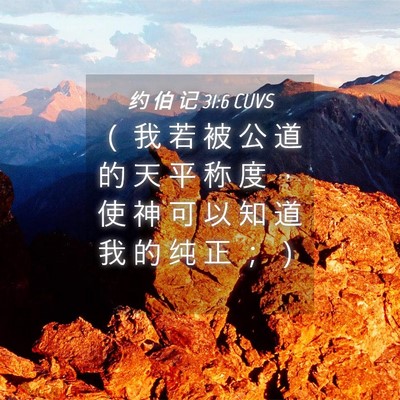 Picture 04 - 约 伯 记 31:6 CUVS - （ 我 若 被 公 道 的 天 平 称 度 ， - Bible Verse Picture