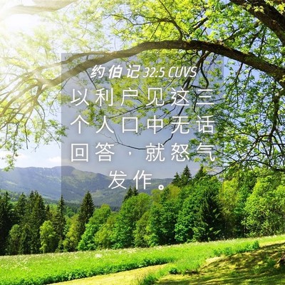 Picture 04 - 约 伯 记 32:5 CUVS - 以 利 户 见 这 三 个 人 口 中 无 话 - Bible Verse Picture