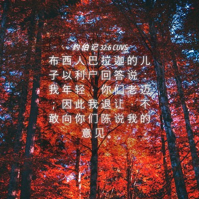 Picture 04 - 约 伯 记 32:6 CUVS - 布 西 人 巴 拉 迦 的 儿 子 以 利 户 - Bible Verse Picture