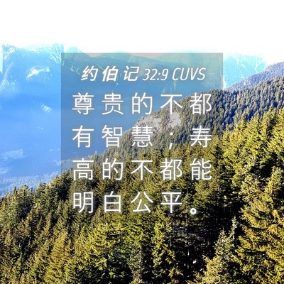 Picture 04 - 约 伯 记 32:9 CUVS - 尊 贵 的 不 都 有 智 慧 ； 寿 高 的 - Bible Verse Picture