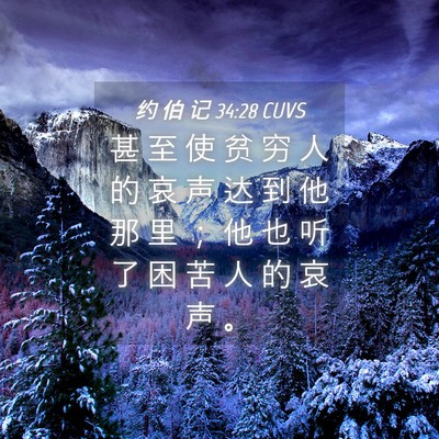 Picture 04 - 约 伯 记 34:28 CUVS - 甚 至 使 贫 穷 人 的 哀 声 达 到 他 - Bible Verse Picture