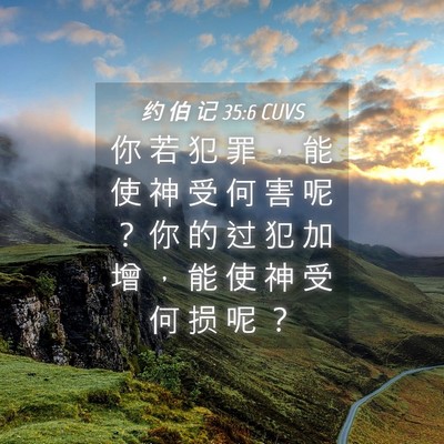 Picture 04 - 约 伯 记 35:6 CUVS - 你 若 犯 罪 ， 能 使 神 受 何 害 呢 - Bible Verse Picture