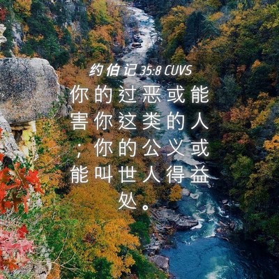 Picture 04 - 约 伯 记 35:8 CUVS - 你 的 过 恶 或 能 害 你 这 类 的 人 - Bible Verse Picture