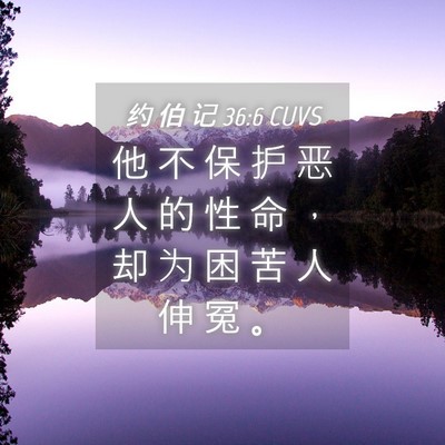 Picture 04 - 约 伯 记 36:6 CUVS - 他 不 保 护 恶 人 的 性 命 ， 却 为 - Bible Verse Picture