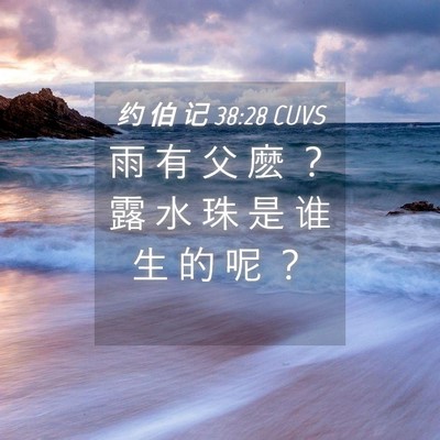 Picture 04 - 约 伯 记 38:28 CUVS - 雨 有 父 麽 ？ 露 水 珠 是 谁 生 的 - Bible Verse Picture