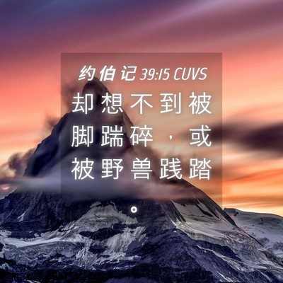 Picture 04 - 约 伯 记 39:15 CUVS - 却 想 不 到 被 脚 踹 碎 ， 或 被 野 - Bible Verse Picture