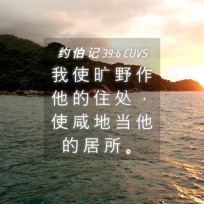 Picture 04 - 约 伯 记 39:6 CUVS - 我 使 旷 野 作 他 的 住 处 ， 使 咸 - Bible Verse Picture