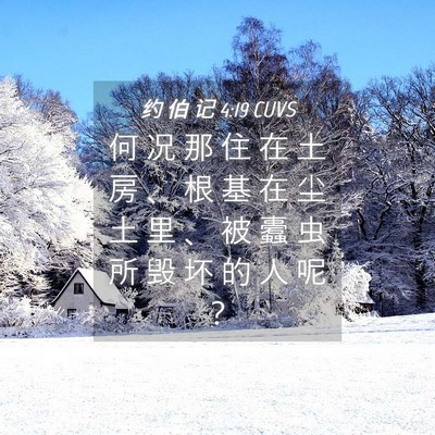 Picture 04 - 约 伯 记 4:19 CUVS - 何 况 那 住 在 土 房 、 根 基 在 尘 - Bible Verse Picture