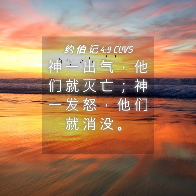 Picture 04 - 约 伯 记 4:9 CUVS - 神 一 出 气 ， 他 们 就 灭 亡 ； 神 - Bible Verse Picture