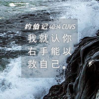 Picture 04 - 约 伯 记 40:14 CUVS - 我 就 认 你 右 手 能 以 救 自 己 - Bible Verse Picture