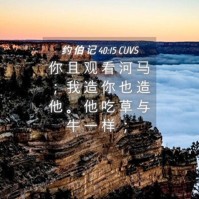 Picture 04 - 约 伯 记 40:15 CUVS - 你 且 观 看 河 马 ； 我 造 你 也 造 - Bible Verse Picture