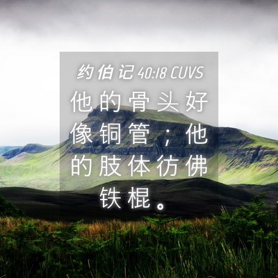Picture 04 - 约 伯 记 40:18 CUVS - 他 的 骨 头 好 像 铜 管 ； 他 的 肢 - Bible Verse Picture