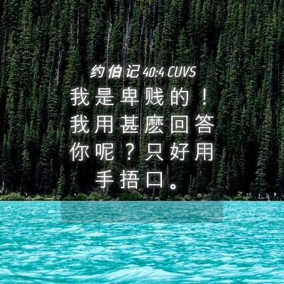 Picture 04 - 约 伯 记 40:4 CUVS - 我 是 卑 贱 的 ！ 我 用 甚 麽 回 答 - Bible Verse Picture