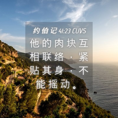 Picture 04 - 约 伯 记 41:23 CUVS - 他 的 肉 块 互 相 联 络 ， 紧 贴 其 - Bible Verse Picture