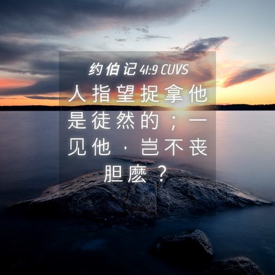 Picture 04 - 约 伯 记 41:9 CUVS - 人 指 望 捉 拿 他 是 徒 然 的 ； 一 - Bible Verse Picture
