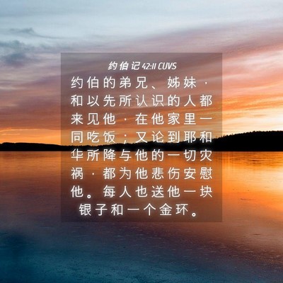 Picture 04 - 约 伯 记 42:11 CUVS - 约 伯 的 弟 兄 、 姊 妹 ， 和 以 先 - Bible Verse Picture