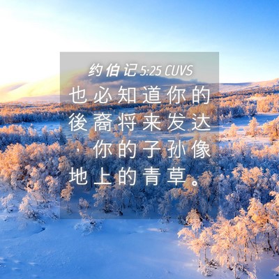 Picture 04 - 约 伯 记 5:25 CUVS - 也 必 知 道 你 的 後 裔 将 来 发 达 - Bible Verse Picture