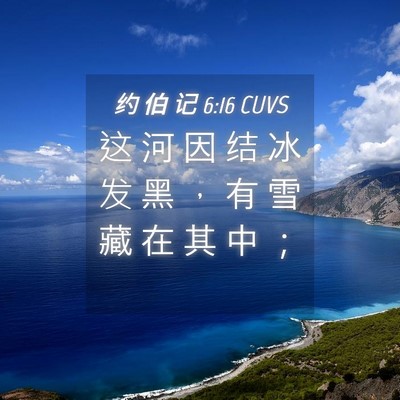 Picture 04 - 约 伯 记 6:16 CUVS - 这 河 因 结 冰 发 黑 ， 有 雪 藏 在 - Bible Verse Picture