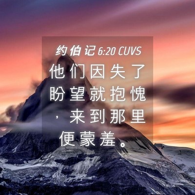 Picture 04 - 约 伯 记 6:20 CUVS - 他 们 因 失 了 盼 望 就 抱 愧 ， 来 - Bible Verse Picture