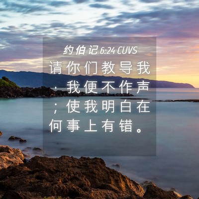 Picture 04 - 约 伯 记 6:24 CUVS - 请 你 们 教 导 我 ， 我 便 不 作 声 - Bible Verse Picture
