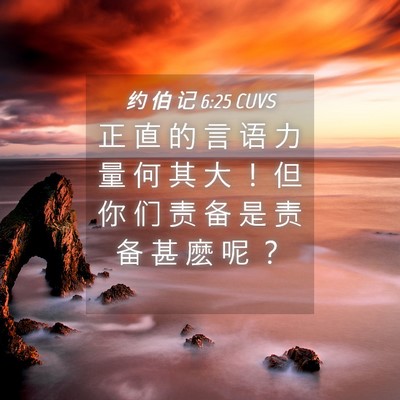 Picture 04 - 约 伯 记 6:25 CUVS - 正 直 的 言 语 力 量 何 其 大 ！ 但 - Bible Verse Picture