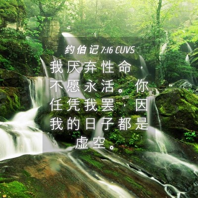 Picture 04 - 约 伯 记 7:16 CUVS - 我 厌 弃 性 命 ， 不 愿 永 活 。 你 - Bible Verse Picture