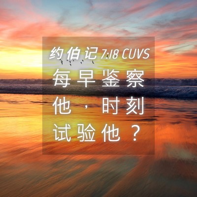 Picture 04 - 约 伯 记 7:18 CUVS - 每 早 鉴 察 他 ， 时 刻 试 验 他 - Bible Verse Picture