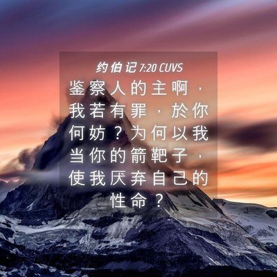 Picture 04 - 约 伯 记 7:20 CUVS - 鉴 察 人 的 主 啊 ， 我 若 有 罪 ， - Bible Verse Picture