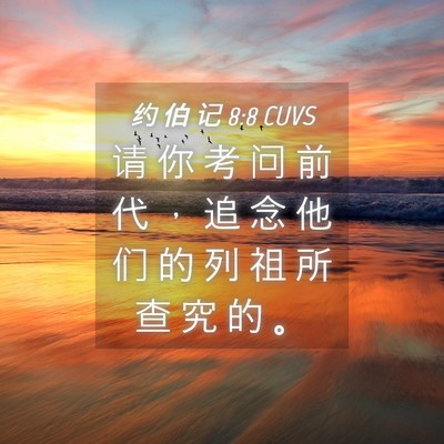Picture 04 - 约 伯 记 8:8 CUVS - 请 你 考 问 前 代 ， 追 念 他 们 的 - Bible Verse Picture