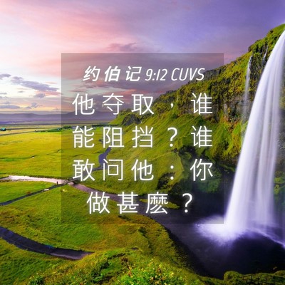 Picture 04 - 约 伯 记 9:12 CUVS - 他 夺 取 ， 谁 能 阻 挡 ？ 谁 敢 问 - Bible Verse Picture