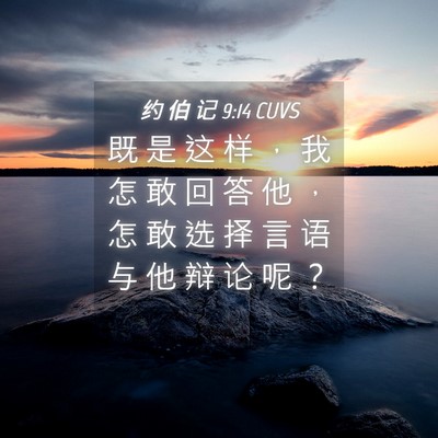 Picture 04 - 约 伯 记 9:14 CUVS - 既 是 这 样 ， 我 怎 敢 回 答 他 ， - Bible Verse Picture