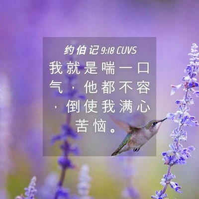 Picture 04 - 约 伯 记 9:18 CUVS - 我 就 是 喘 一 口 气 ， 他 都 不 容 - Bible Verse Picture