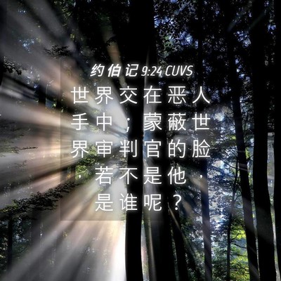 Picture 04 - 约 伯 记 9:24 CUVS - 世 界 交 在 恶 人 手 中 ； 蒙 蔽 世 - Bible Verse Picture