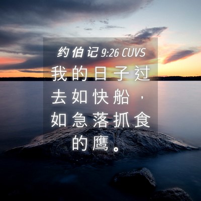 Picture 04 - 约 伯 记 9:26 CUVS - 我 的 日 子 过 去 如 快 船 ， 如 急 - Bible Verse Picture