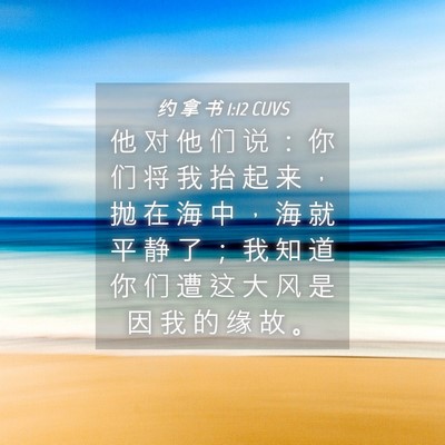 Picture 04 - 约 拿 书 1:12 CUVS - 他 对 他 们 说 ： 你 们 将 我 抬 起 - Bible Verse Picture