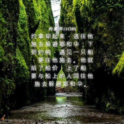 Picture 04 - 约 拿 书 1:3 CUVS - 约 拿 却 起 来 ， 逃 往 他 施 去 躲 - Bible Verse Picture