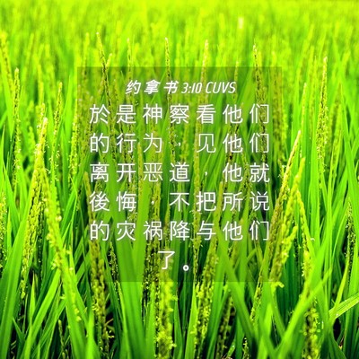 Picture 04 - 约 拿 书 3:10 CUVS - 於 是 神 察 看 他 们 的 行 为 ， 见 - Bible Verse Picture