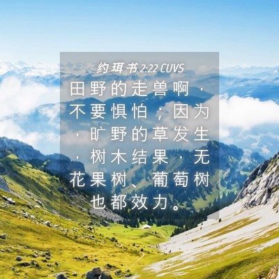 Picture 04 - 约 珥 书 2:22 CUVS - 田 野 的 走 兽 啊 ， 不 要 惧 怕 ； - Bible Verse Picture