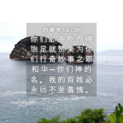 Picture 04 - 约 珥 书 2:26 CUVS - 你 们 必 多 吃 而 得 饱 足 就 赞 美 - Bible Verse Picture