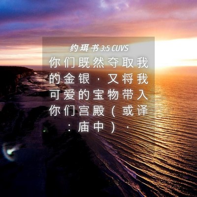 Picture 04 - 约 珥 书 3:5 CUVS - 你 们 既 然 夺 取 我 的 金 银 ， 又 - Bible Verse Picture