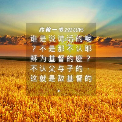 Picture 04 - 约 翰 一 书 2:22 CUVS - 谁 是 说 谎 话 的 呢 ？ 不 是 那 不 - Bible Verse Picture