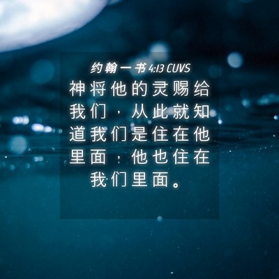 Picture 04 - 约 翰 一 书 4:13 CUVS - 神 将 他 的 灵 赐 给 我 们 ， 从 此 - Bible Verse Picture