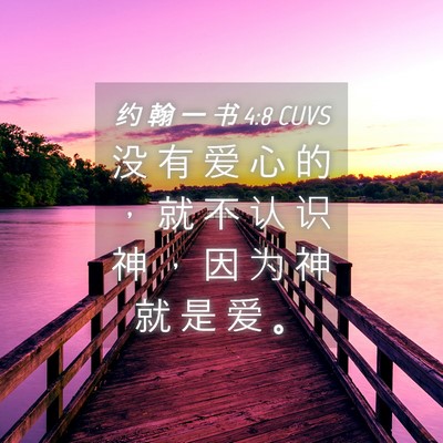 Picture 04 - 约 翰 一 书 4:8 CUVS - 没 有 爱 心 的 ， 就 不 认 识 神 ， - Bible Verse Picture