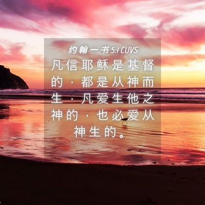 Picture 04 - 约 翰 一 书 5:1 CUVS - 凡 信 耶 稣 是 基 督 的 ， 都 是 从 - Bible Verse Picture