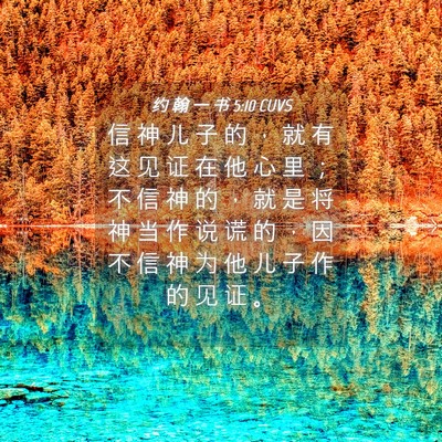 Picture 04 - 约 翰 一 书 5:10 CUVS - 信 神 儿 子 的 ， 就 有 这 见 证 在 - Bible Verse Picture