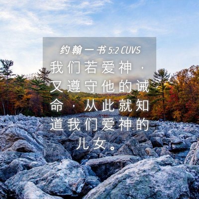 Picture 04 - 约 翰 一 书 5:2 CUVS - 我 们 若 爱 神 ， 又 遵 守 他 的 诫 - Bible Verse Picture