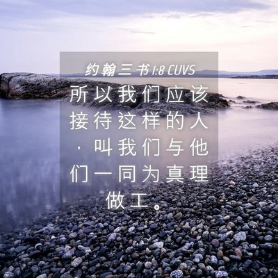 Picture 04 - 约 翰 三 书 1:8 CUVS - 所 以 我 们 应 该 接 待 这 样 的 人 - Bible Verse Picture